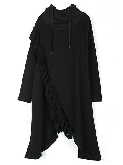 Loose Cropped Hooded Midi Dress