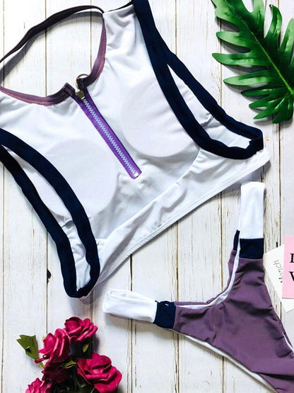 Sexy Zipper Colorful Bikinis Swimwear