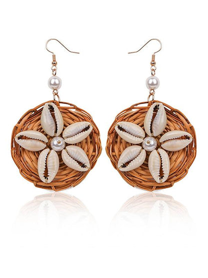 Shell Nature Fiber Handcraft Pearl Earring Accessories