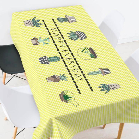 Happy Everyday Green Plants Printed Tablecloth