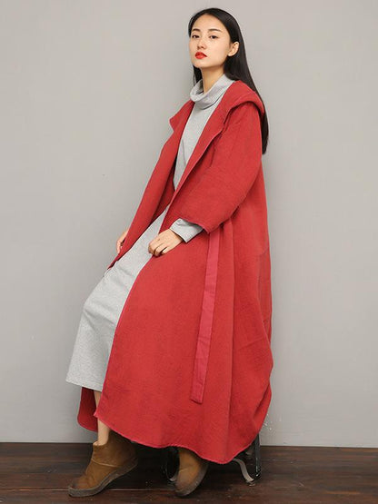 Double Cotton Lace-up Long Cloak