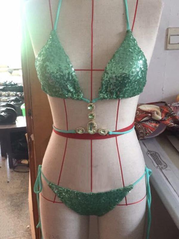 Sequins Decorated Rhinestone Bikinis Swimwear