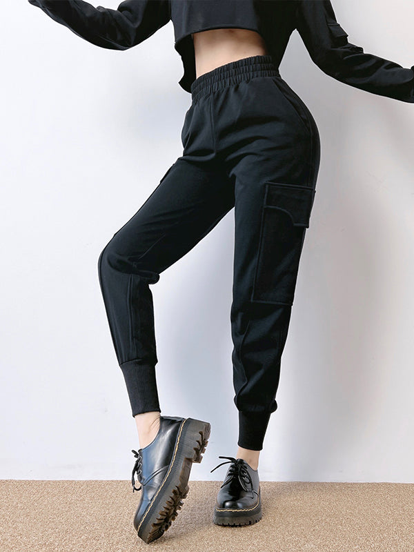 Casual Solid Color Pockets Athletic Pants
