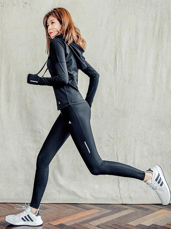 Solid Quick Dry Zipper Hooded Sports Hoodies&Sweatshirt