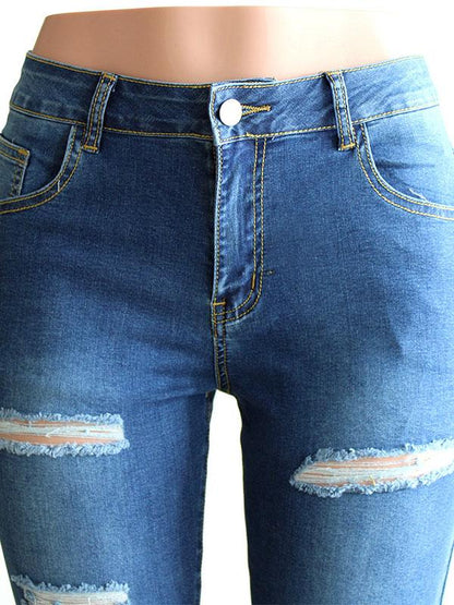 Street Pants Big Holes Torn Casual Trousers Skinny Pencil Pants