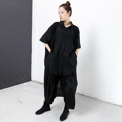 Double Layer Solid Color Personality Shirt