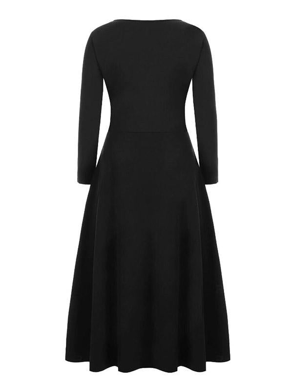 Square-Neck Bandage Split-Joint Maxi Dress