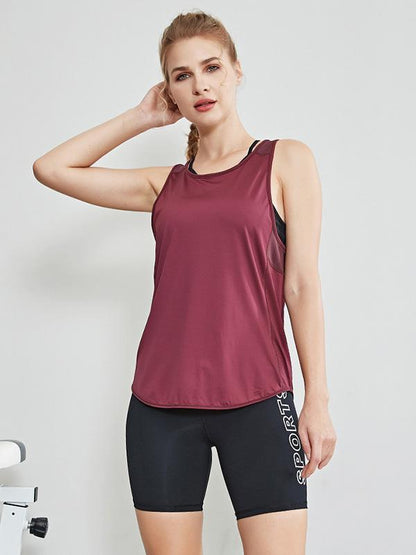 Solid Quick Dry Sleeveless Sports Vest Top