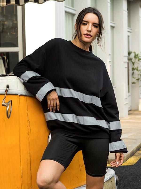 Reflective Striped Split-joint Sweatshirt