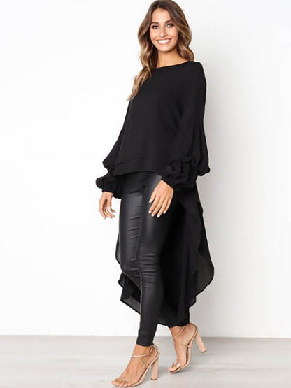Asymmetric Flared Sleeves Swallowtail Dress