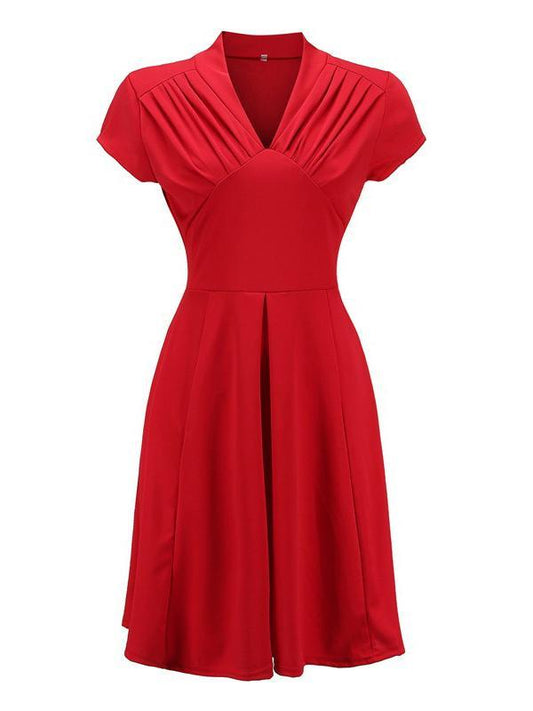 Vintage Solid Wrap Midi Dresses