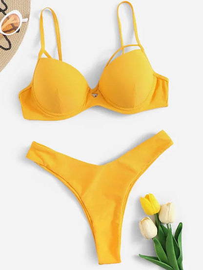 Plain Balconette Bikini Set