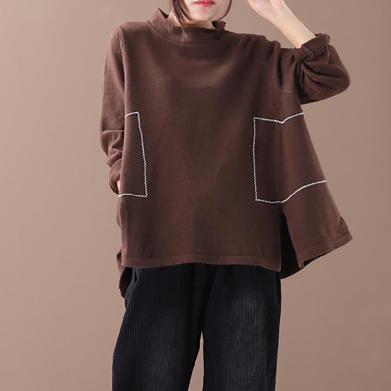 Buykud Decorative Line Casual Comfort Loose Sweater