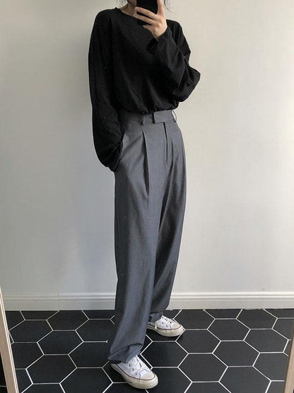 COMFORTABLE LOOSE GREY EMPIRE SUIT PANTS