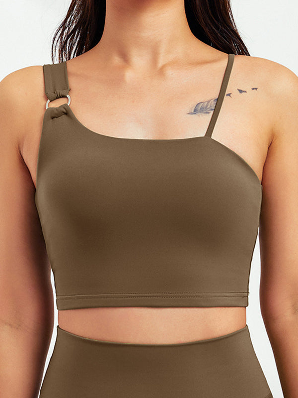 8 Colors Stylish Solid Color Spaghetti-Neck Sports Bra