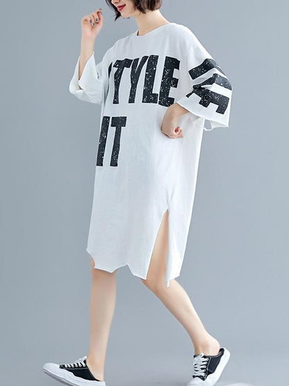 Loose Split-side Printed Dress