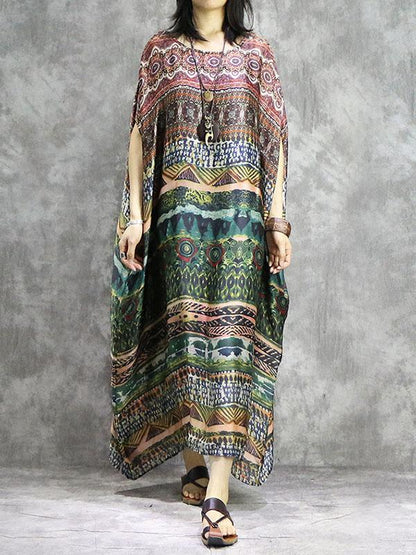 National Silk Batwing 2-Pieces Long Dress
