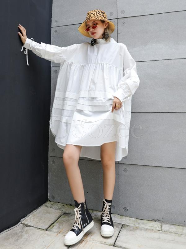 Solid Bowknot Drawstring Falbala Mini Dress