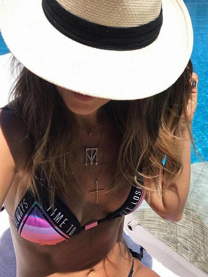 Sexy Letter Printed Bikinis Swimwear