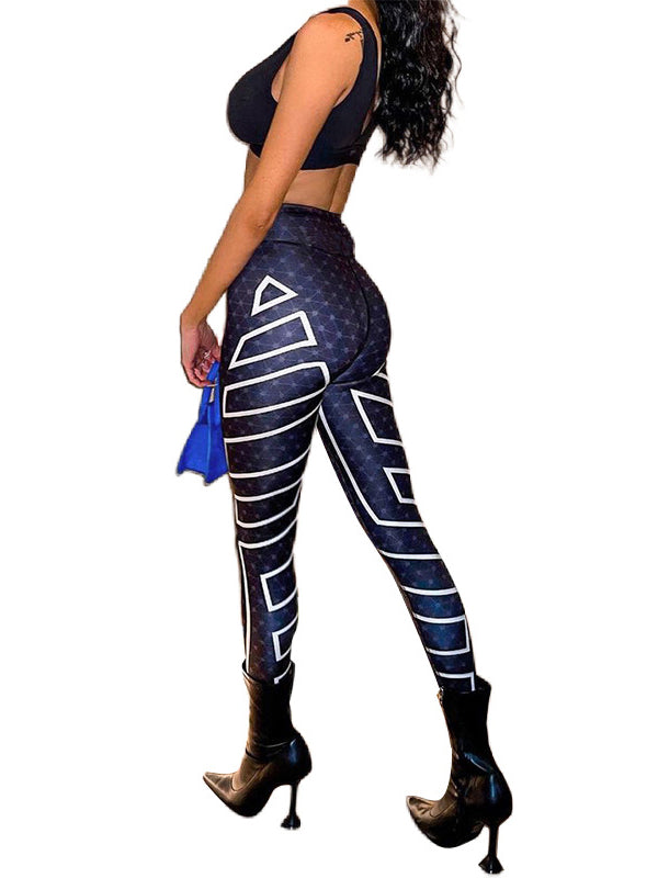 High Waisted Letter Print Leggings