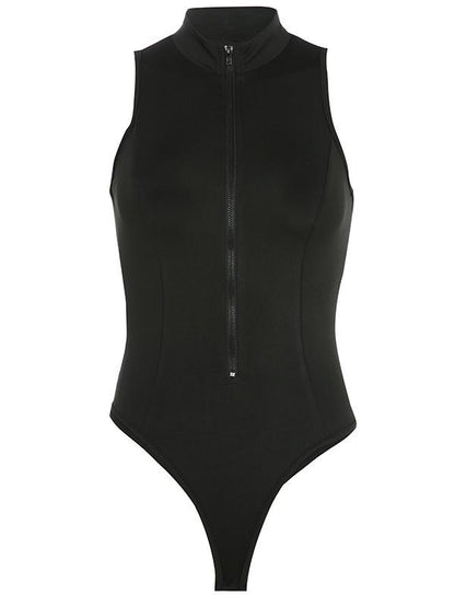 Sleeveless Zipper Mock Neck Bodysuits