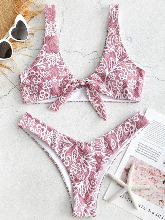 Knot Printed Bikinis Swimwear