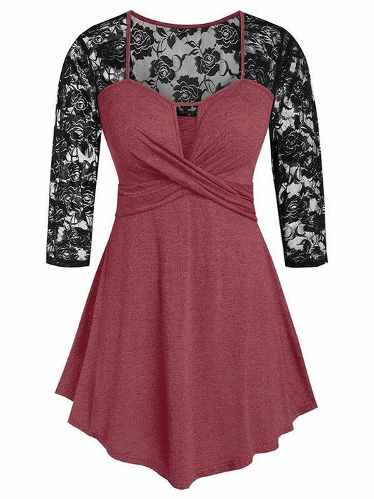 Lace False Two Mini Dresses