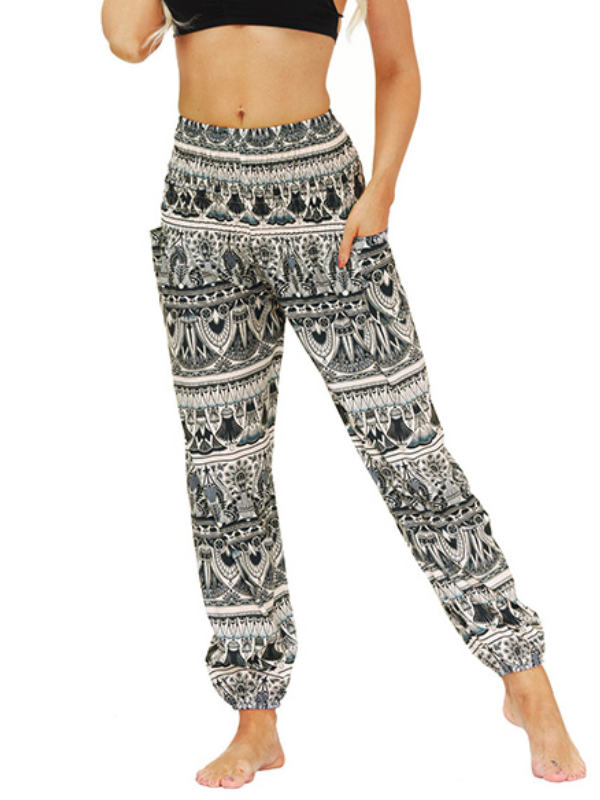 Bohemia Stripes Printed Elastic High Waisted Knickerbockers& Yoga Pants