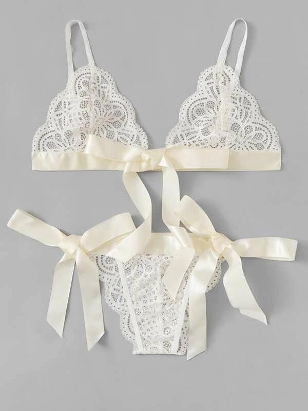 Lace Bandage Triangles Split Lingerie