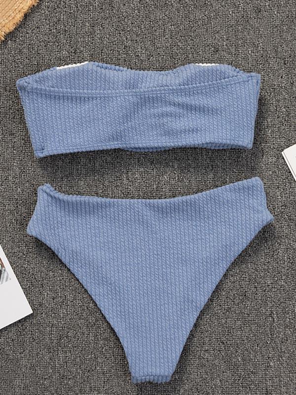 Split-Joint Strapless Split Bikini Swimsuit