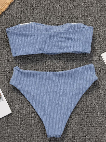 Split-Joint Strapless Split Bikini Swimsuit