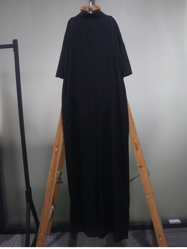 Casual Solid Color Buttoned Lapel Collar Half Sleeves Wide Leg Jumpsuits