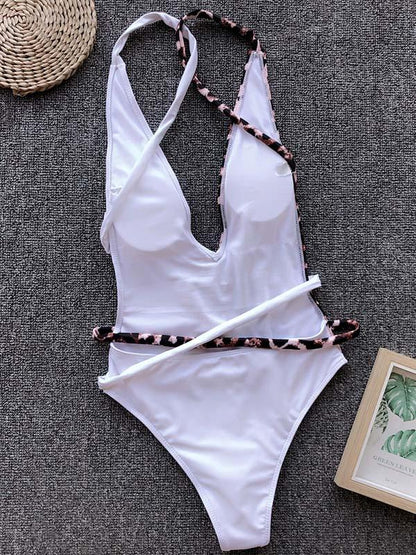 Half Printed One-piece Swimwear