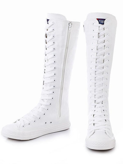 Casual High-top Side Zipper Mid high Canvas Boots