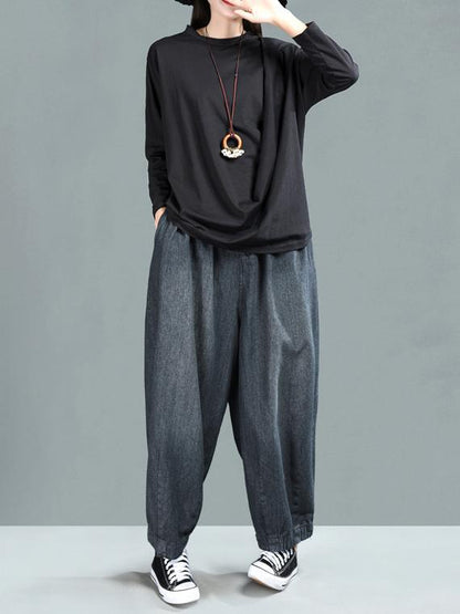 Ramie Cotton Solid Simple Shirt Top