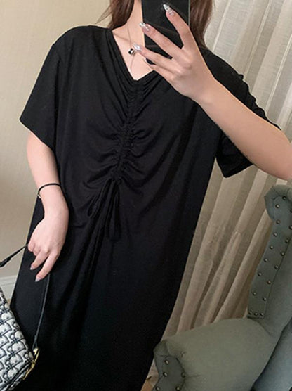 Elegant Drawstring Midi Dress
