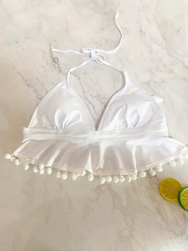 Tasseled Printed Split Bikini Swimsuit