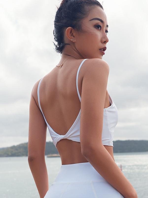 Sexy Solid Spaghetti-Neck Backless Yoga Tops