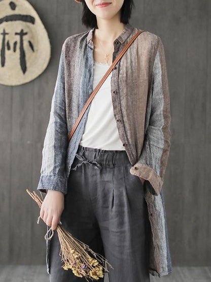 Ramie Cotton Loose Long Shirt Tops
