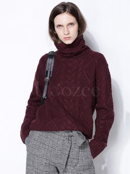 Loose High-neck Cashmere Solid Couple Sweater