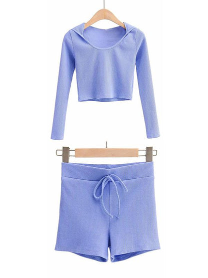 Wrap Solid Long Sleeves Hooded Yoga Suits