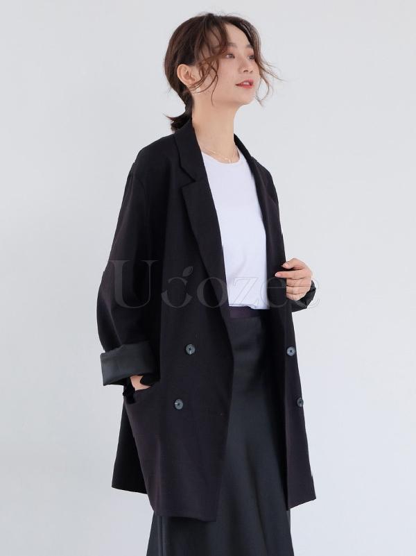 Casual Solid BF Style Suit Outwears