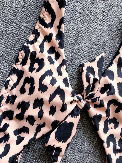 Vintage Leopard Contrast One-piece Swimsuit
