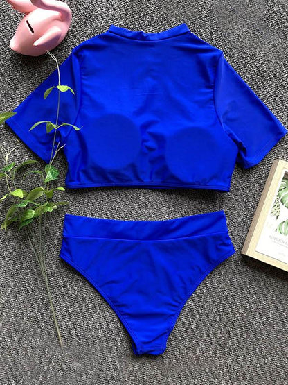 Sports Zippers Split Type Tankini Swimsuit