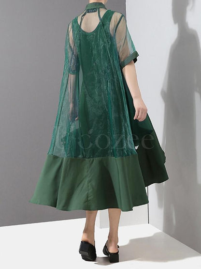 Loose A-line 2-Pieces Long Drress