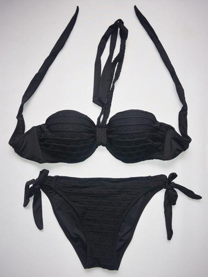Lace-up Underwired Halterneck Bikini Swimsuit