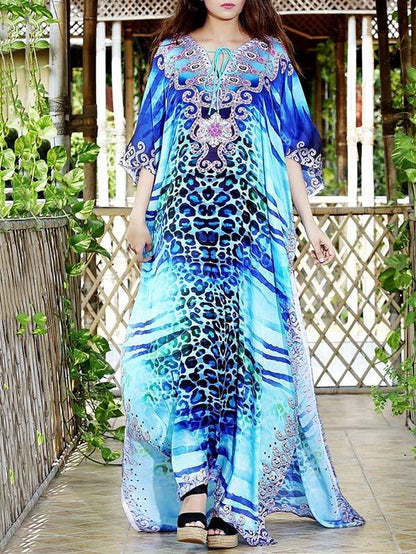 Printed Leopard Beach Split-side Cover-up