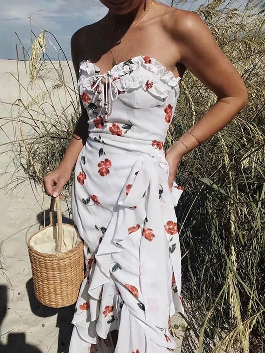 Vacation Strapless Printed Maxi Dress
