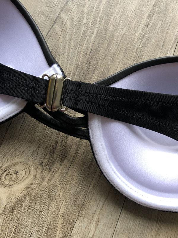 Plain Lace-up Balconette Bikini Swimsuit