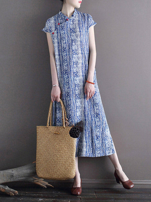 Original Floral Stand Collar Long Cheongsams